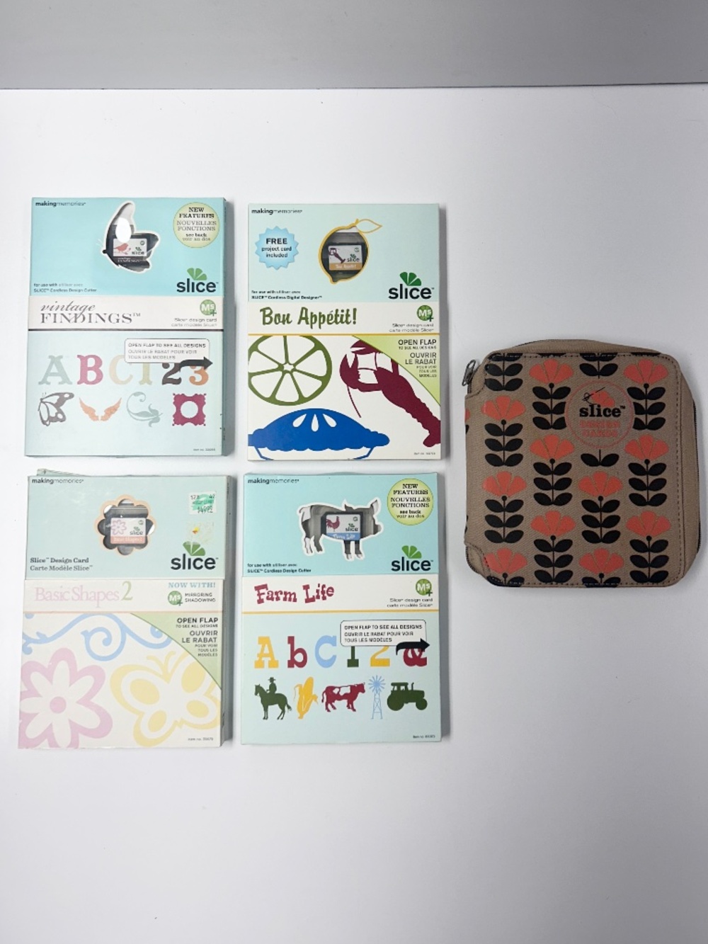 Lot of 5 Slice Design Cards Carrying Case Bon Appetit Farm Life Vintage Findings
